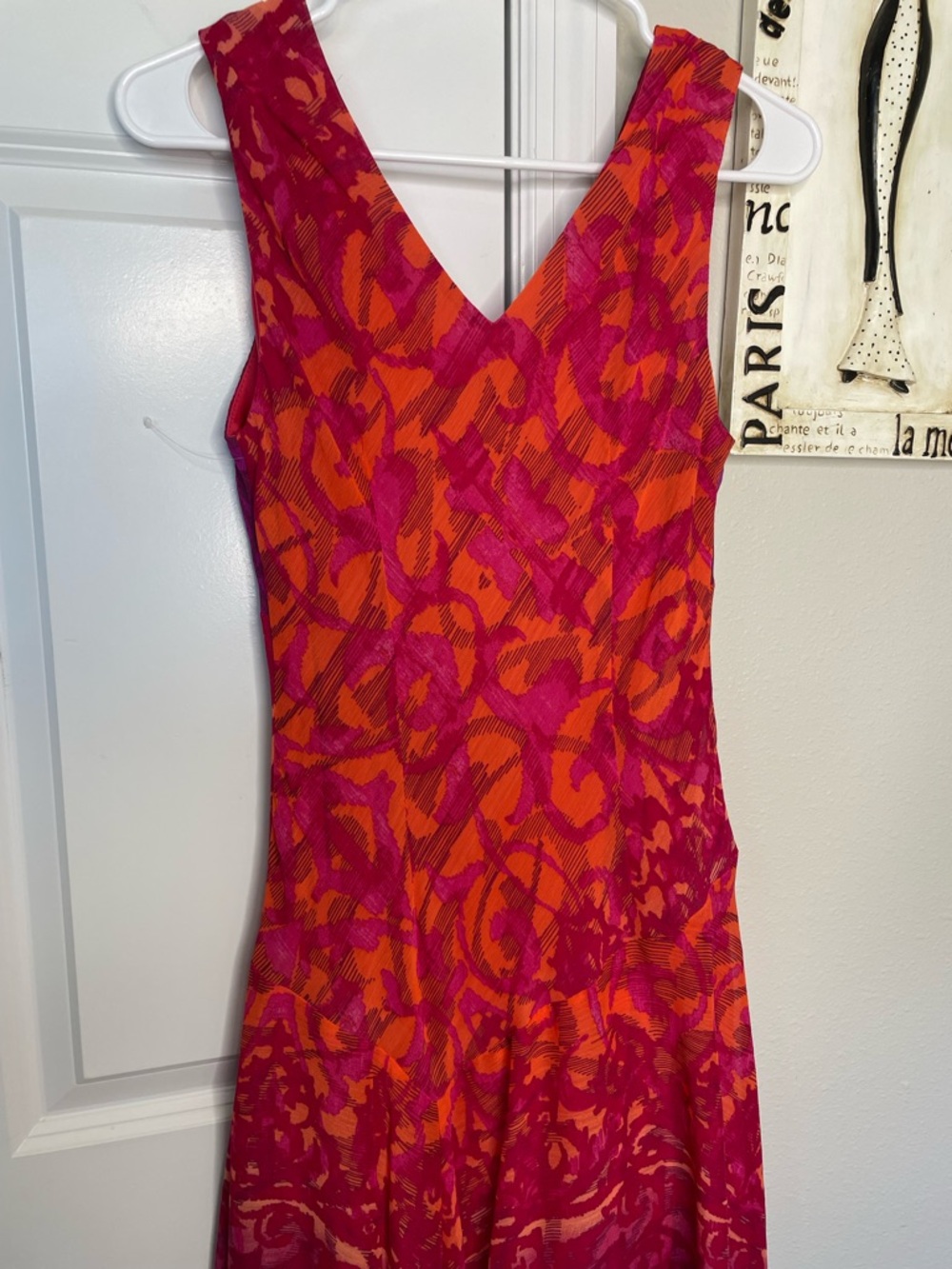 Chris McLaughlin Pink Orange Ombre Fit & Flare Dress Size 4 Sleeveless V Neck - Picture 6 of 8